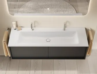 Waschtisch aus der Kollektion Uomo des Herstellers burgbad in der Farbe Anthrazit matt.